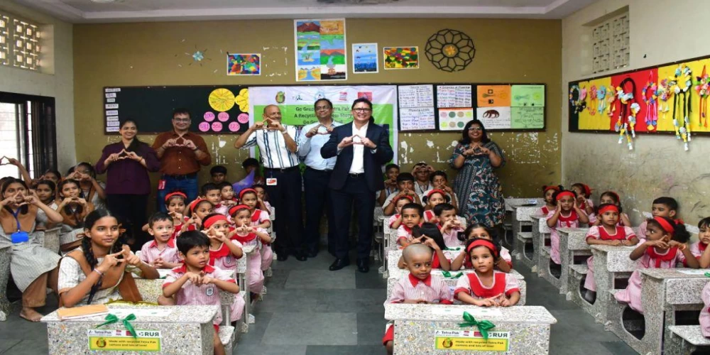 Mumbai school receives desks made from recycled cartons as part of Go Green initiative Mumbai school receives desks made from recycled cartons as part of Go Green initiative
